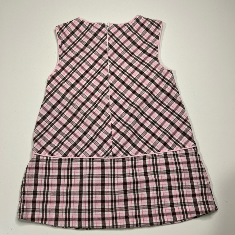 VINTAGE Strasburg Two Piece Dress Girls 18 Months Pink Blouse Pink Brown Plaid - Picture 4 of 13